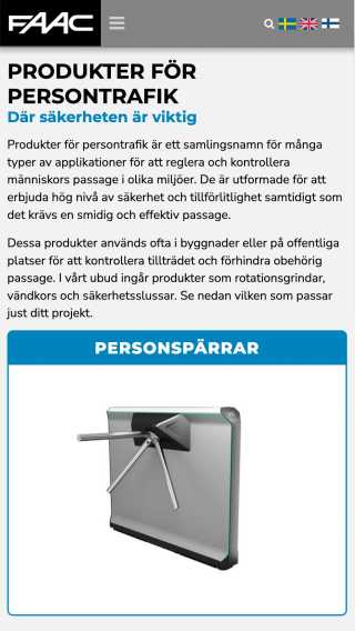 Uppdaterad webbplats för FAAC Nordic med bland annat ny design på produktsidorna.